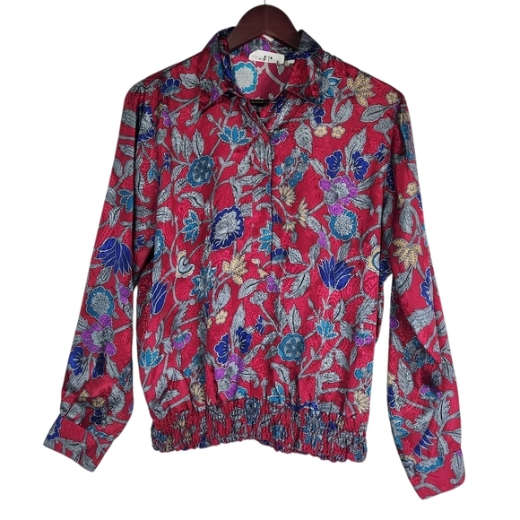 Alfred Dunner Tops - Vintage Alfred Dunner Blouse Size 14 Wine Red Floral Paisley Long Sleeve 80s 90s